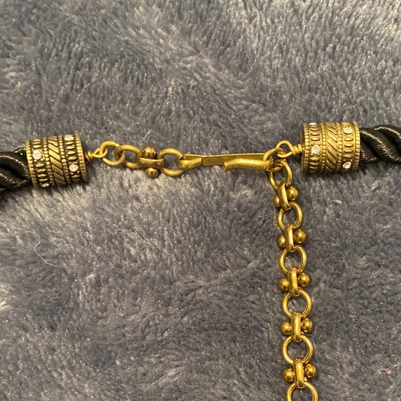 Heidi Daus Gold and Black Necklace with Turquoise Gem - Picture 3 of 8